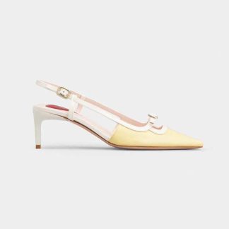 Roger Vivier Women Viv’ Canard Slingback Pumps in Patent Leather-Yellow