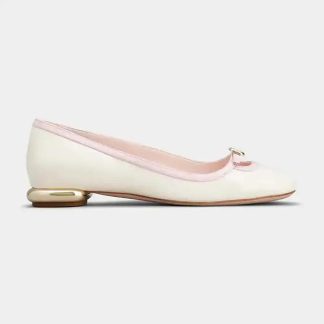 Roger Vivier Women Viv’ Podium Ballerinas in Patent Leather-White