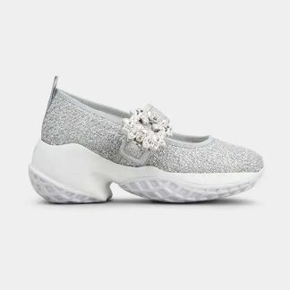 Roger Vivier Women Viv' Run Babies Sneakers in Lurex-Silver