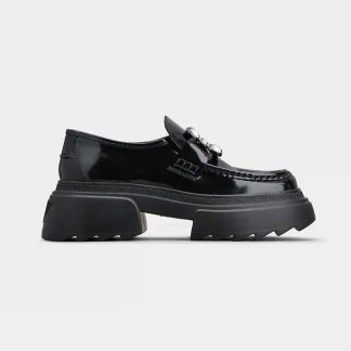 Roger Vivier Women Wallaviv Strass Buckle Loafers in Patent Leather