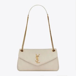 Saint Laurent YSL Women Calypso in Plunged Lambskin-White 734153AACQO9227