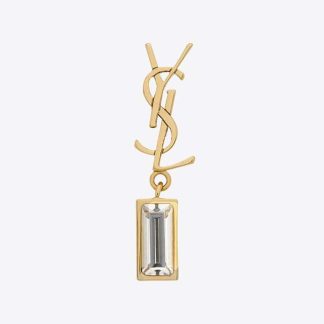 Saint Laurent YSL Women Cassandre Single Earring in Metal and Rhinestones