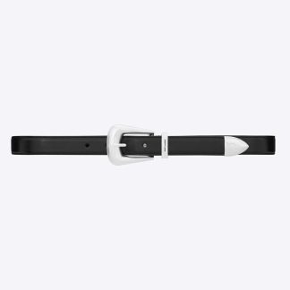 Saint Laurent YSL Women Folk Buckle Belt in Smooth Leather