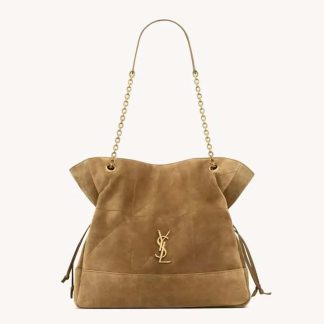 Saint Laurent YSL Women Jamie Shopping in Suede-Brown 8098241U8P73194