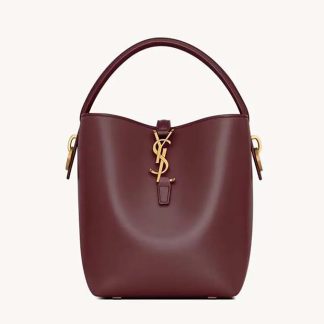 Saint Laurent YSL Women Le 37 Small in Shiny Leather-Maroon
