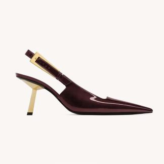 Saint Laurent YSL Women Lee Slingback Pumps in Patent Leather