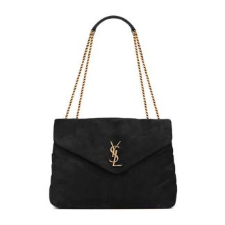 Saint Laurent YSL Women Loulou Medium Chain Bag in Y-Quilted Suede-Black