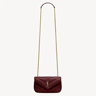 Saint Laurent YSL Women Loulou Mini in Lambskin-Bordeaux 821749AAEAX6197