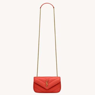 Saint Laurent YSL Women Loulou Mini in Lambskin-Orange 821749AAEAX1000