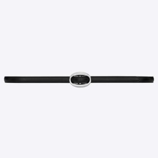 Saint Laurent YSL Women Oval Buckle Thin Belt in Smooth Leather