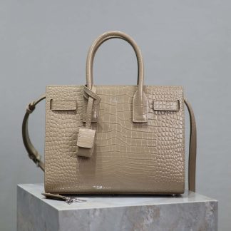Saint Laurent YSL Women Sac De Jour in Embossed Crocodile Leather Baby-Sandy