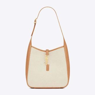 Saint Laurent YSL Women Small Le 5 à 7 Supple in Canvas and Smooth Leather