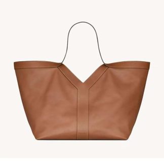 Saint Laurent YSL Women Y Tote in Leather-Brown 817602AAEC36359