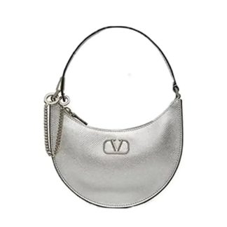 Valentino Women Vlogo Signature Mini Hobo Bag in Metallic Grainy Calfskin 2W2P0W19VLX