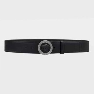 Versace Men Medusa Biggie Reversible Leather Belt-Black