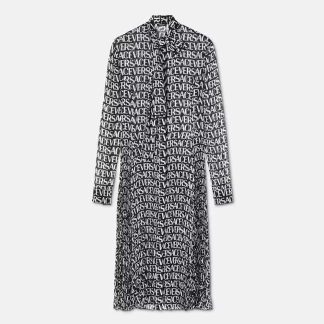 Versace Women Allover Midi Shirt Dress-Black
