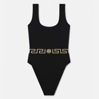 Versace Women Greca Border One-piece Swimsuit-Black