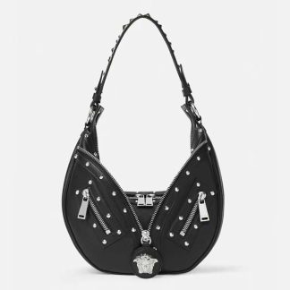 Versace Women Repeat Small Hobo Bag-Black